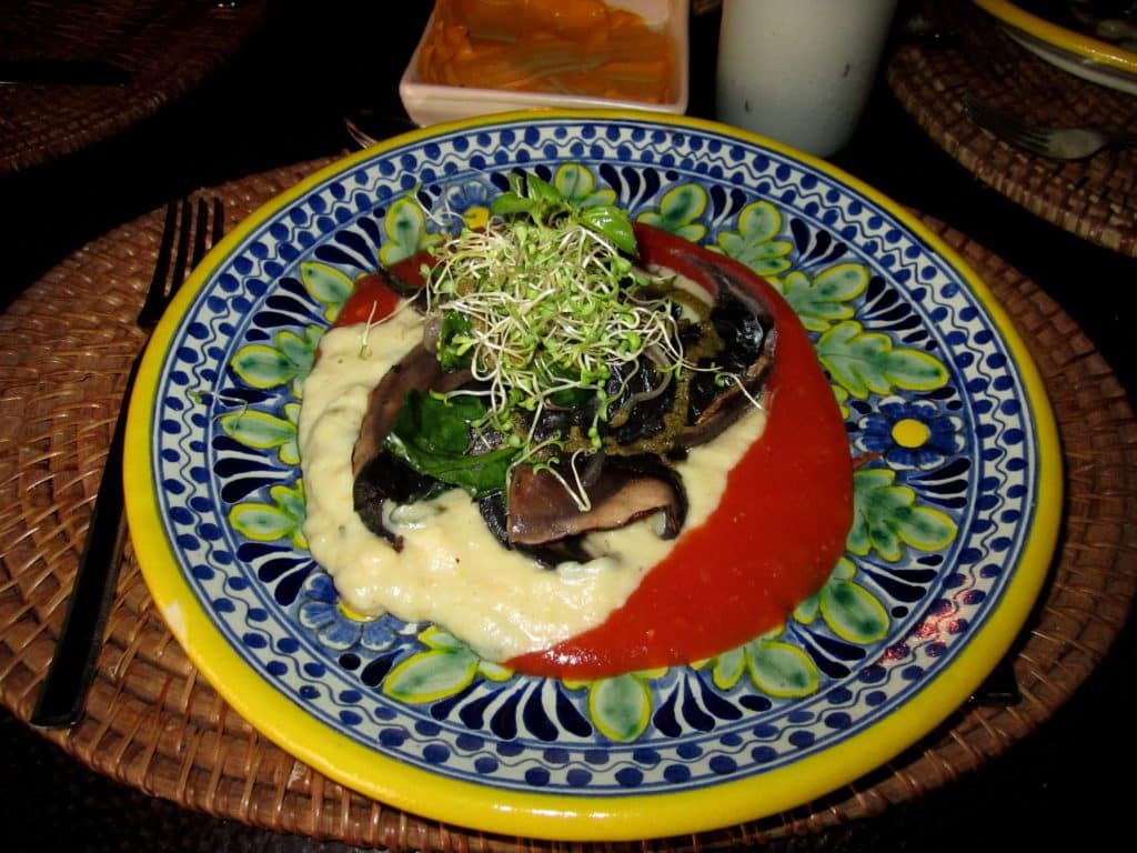 Portobello Mushrooms with Creamy Polenta and Tomato Sauce