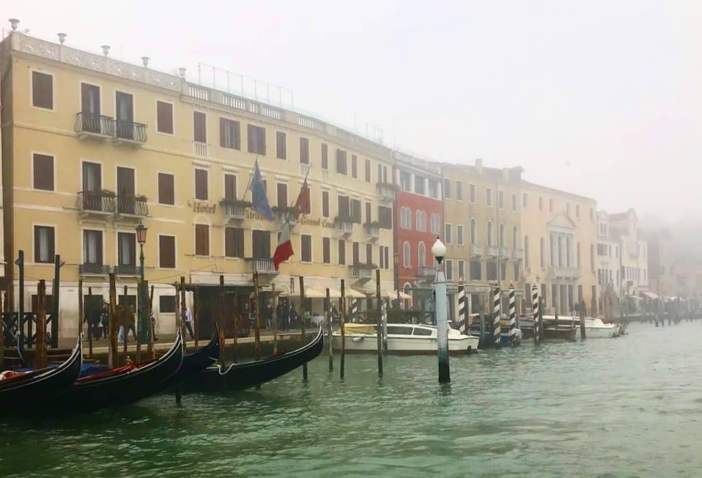 The Grand Canal Venice on a foggy November day
