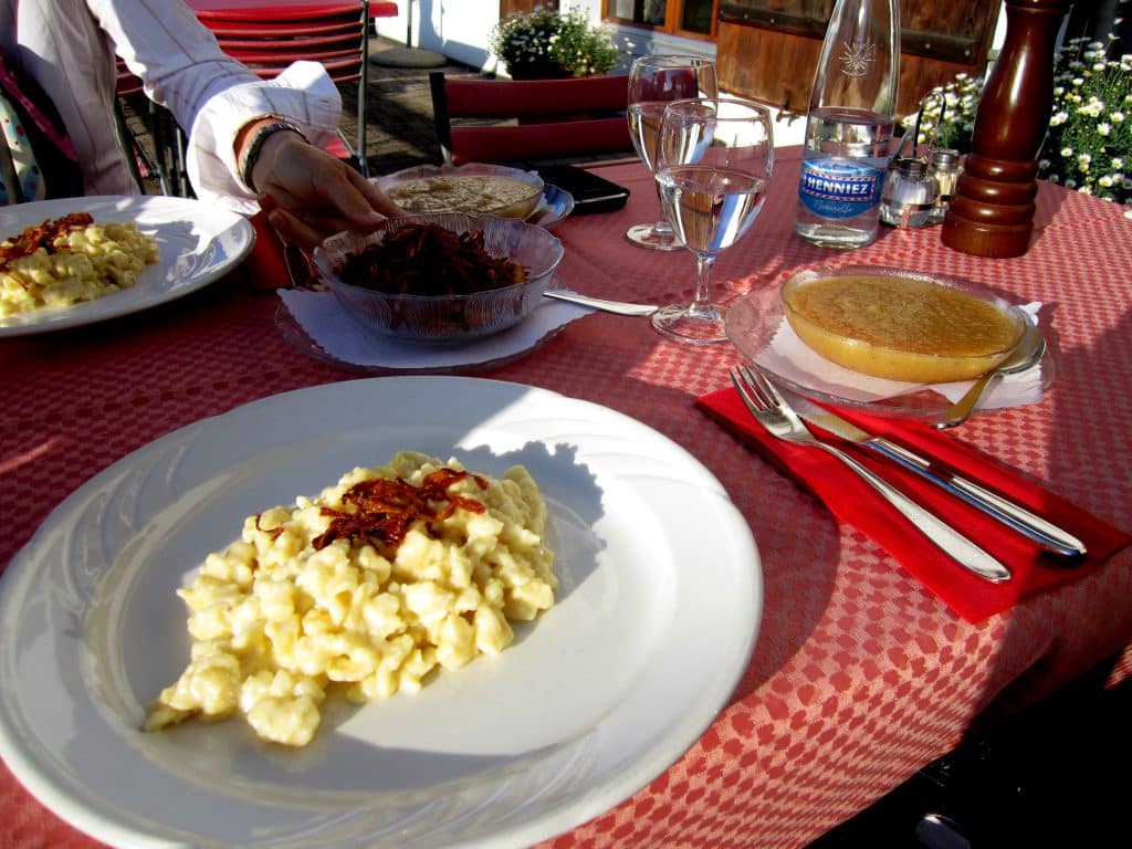 A plate covered with what looks like Mac and cheese.