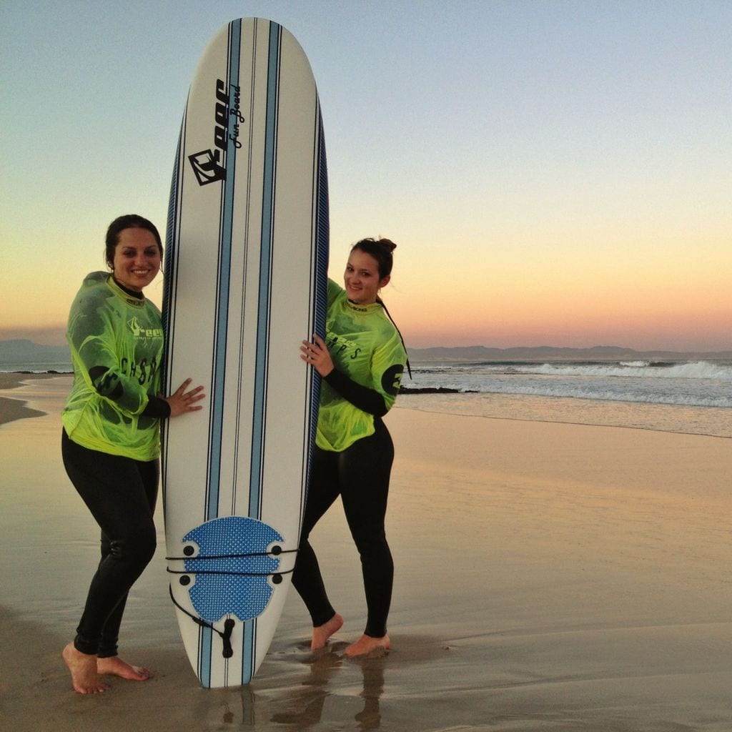 Kate and Nadine Surfing in Jeffreys Bay