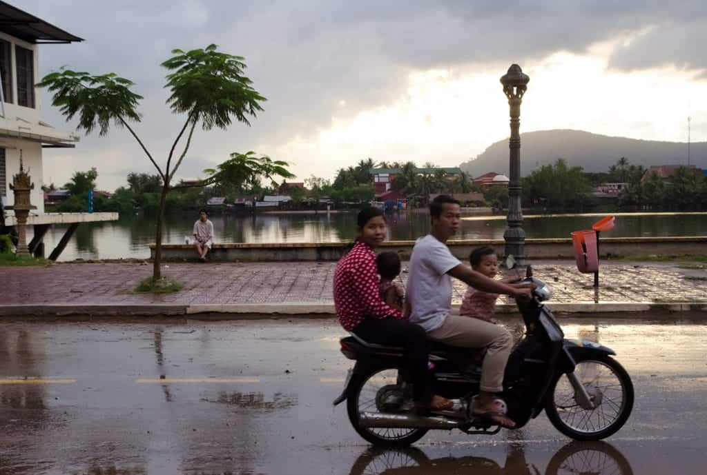 Family on a Motorbike in Kampot