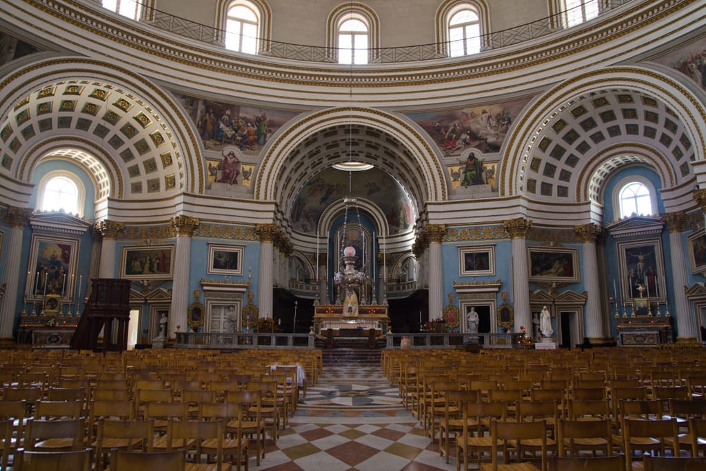 Interior and sanctuary of Mosta Dome.