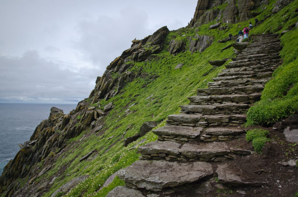 Rock slabs serving as a staircase up Skellig Michael.