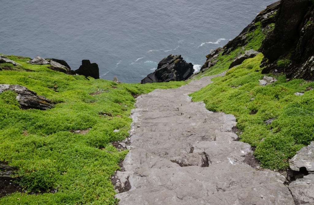 Looking downward at the rock slab stairs. It's hard to see the edges of them which is why this was a tough walk!