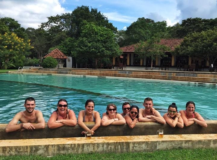 friends in a pool