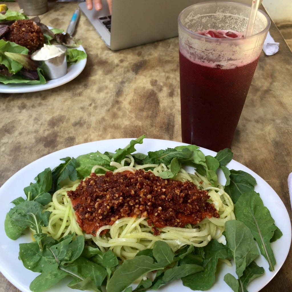 Buddha's Garden Rasta Pasta -- zucchini pasta with vegan rags