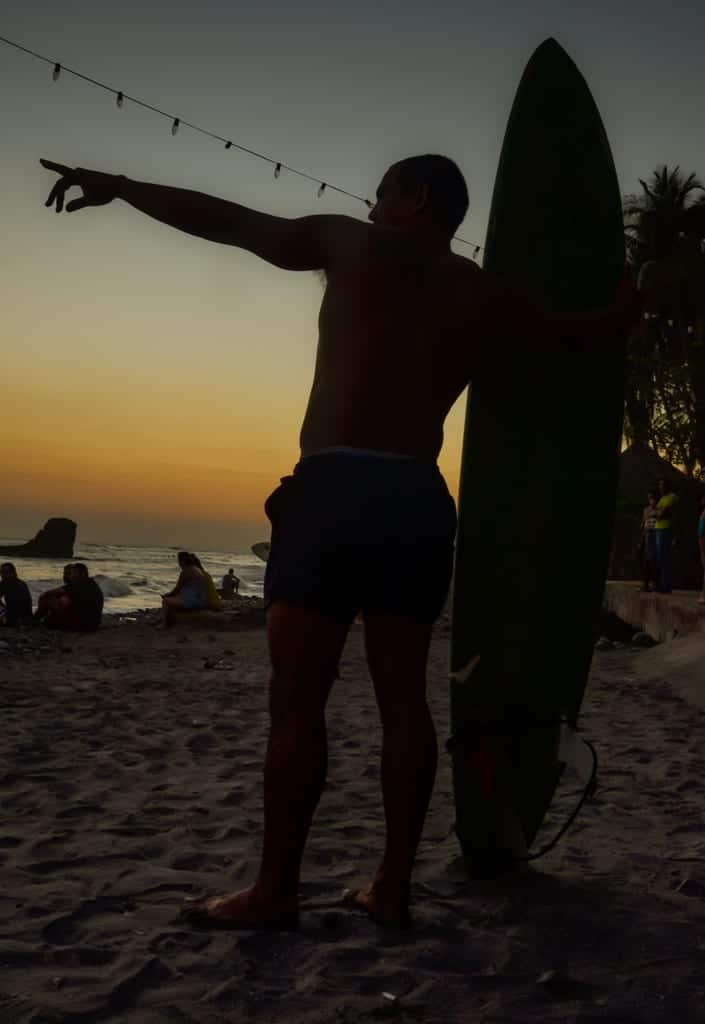 Surfer in El Tunco, El Salvador