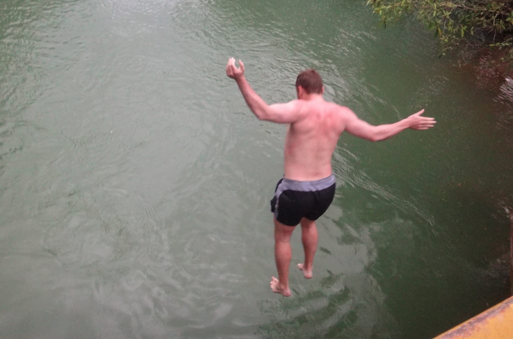 A man jumping into the water at Semuc Champey
