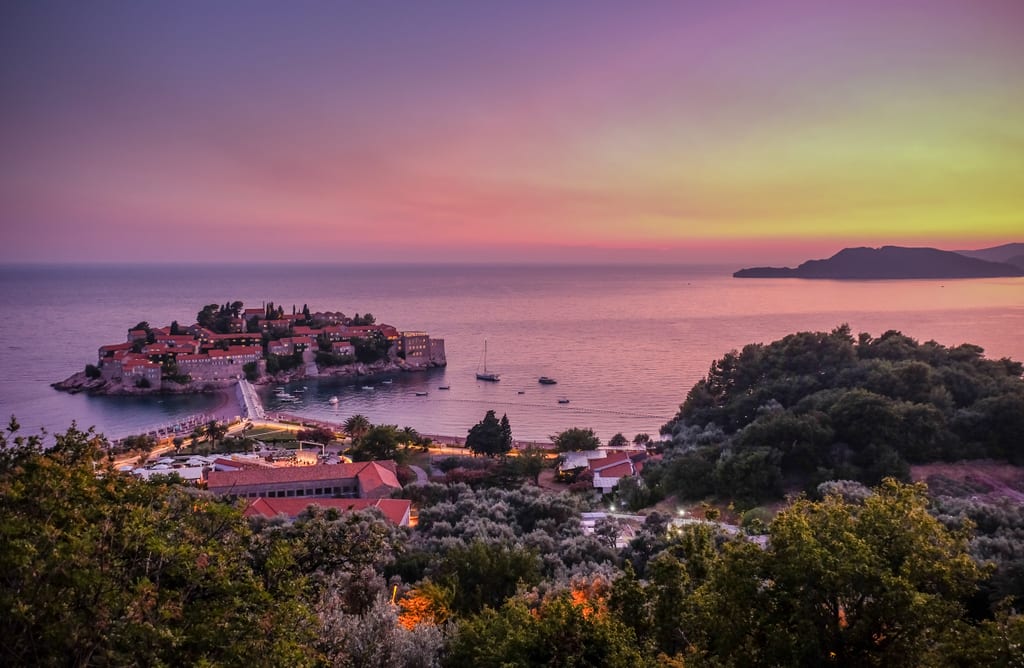 Sunset in Sveti Stefan, Montenegro