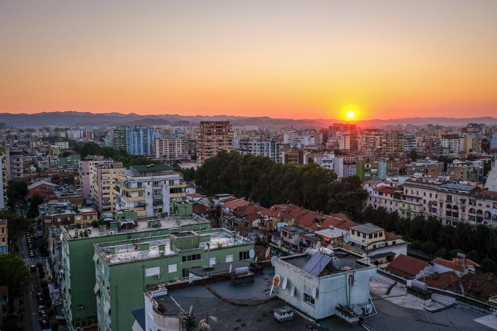 Tirana Albania Sunset