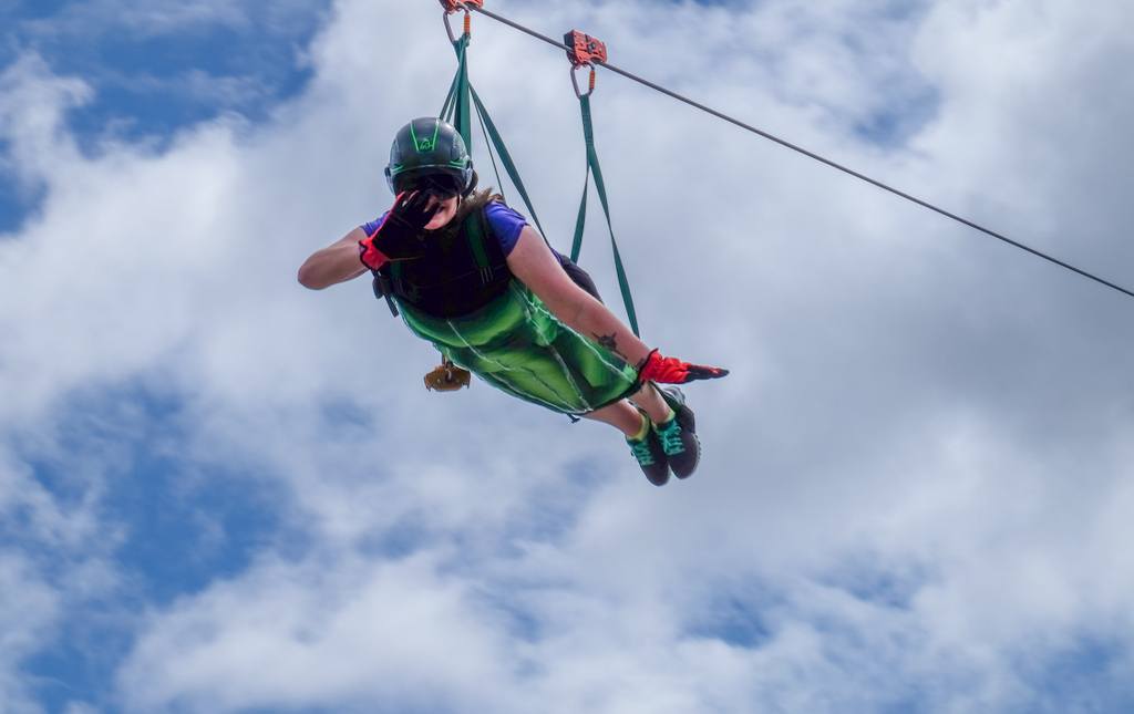 Amanda Ziplining in Puerto Rico