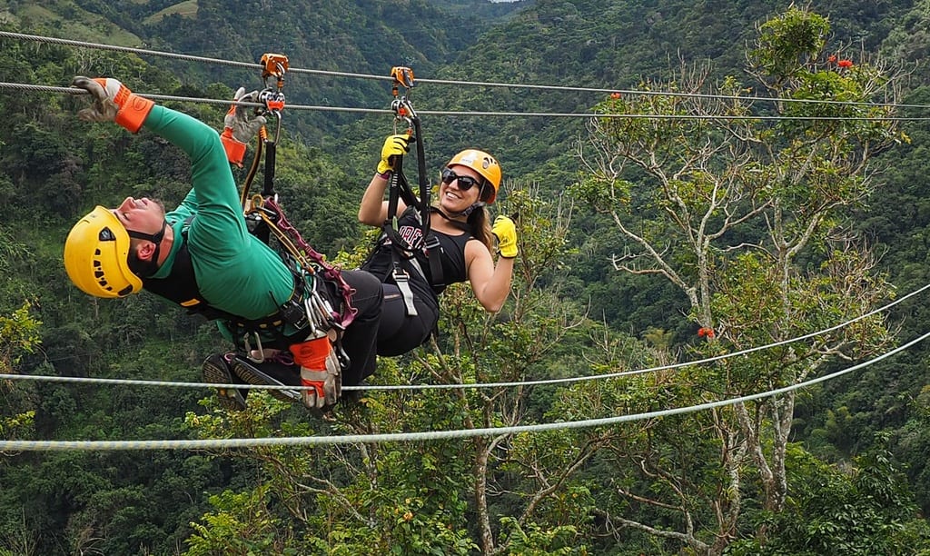 Kate and Javier Ziplining