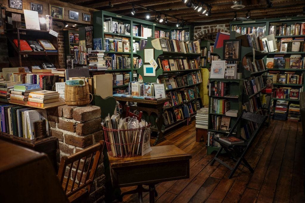 A crowded bookstore.