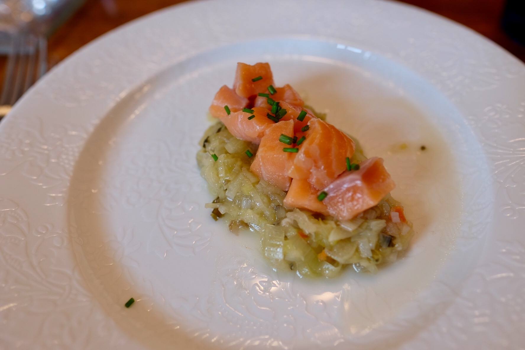 Smoked salmon and leeks