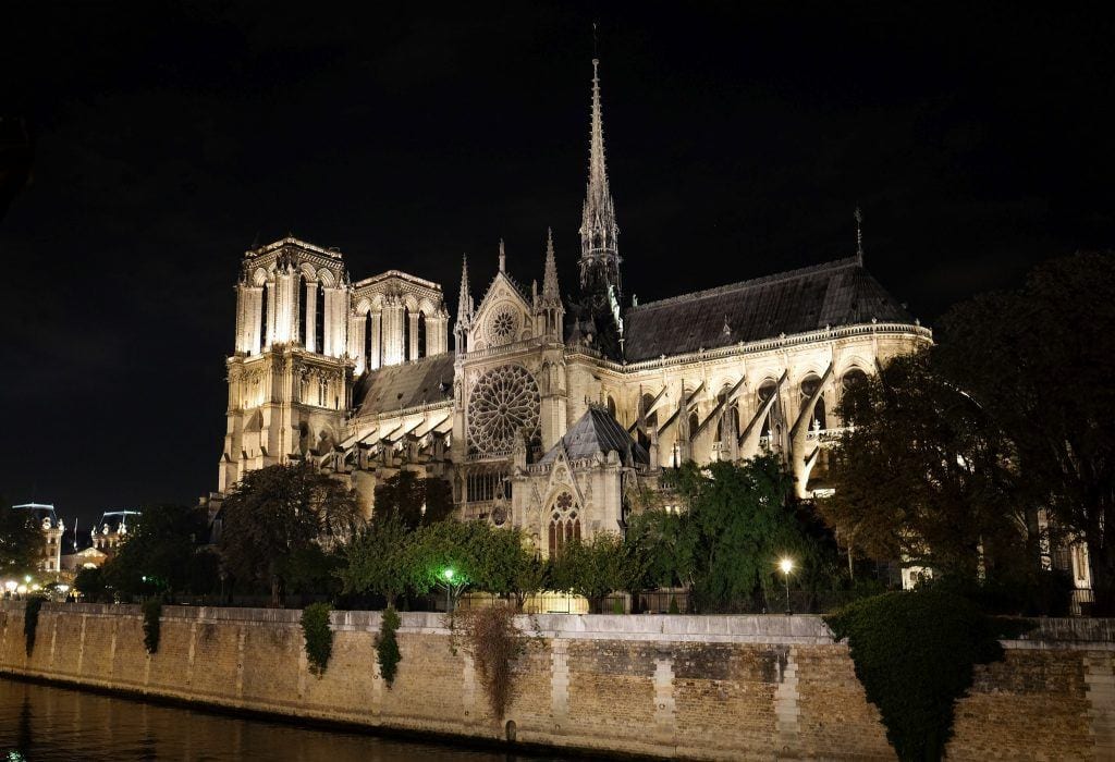 Notre-Dame at night.