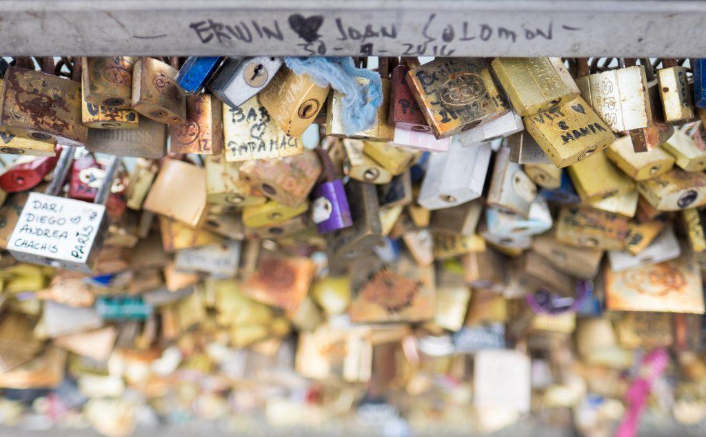 Love locks on the bridge in Paris.