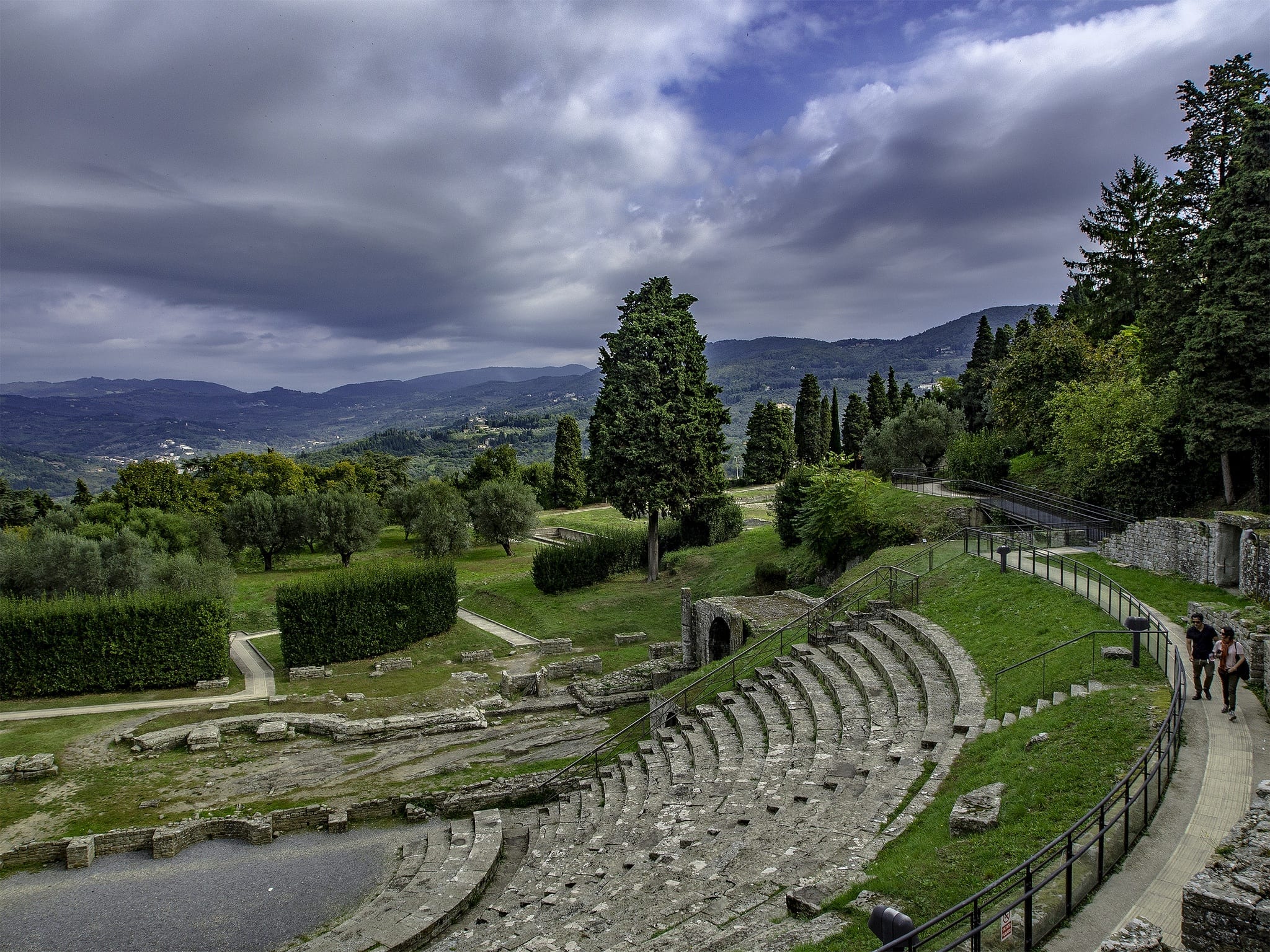 Aerial view of the Roman amphitheater in Fiesole Italy
