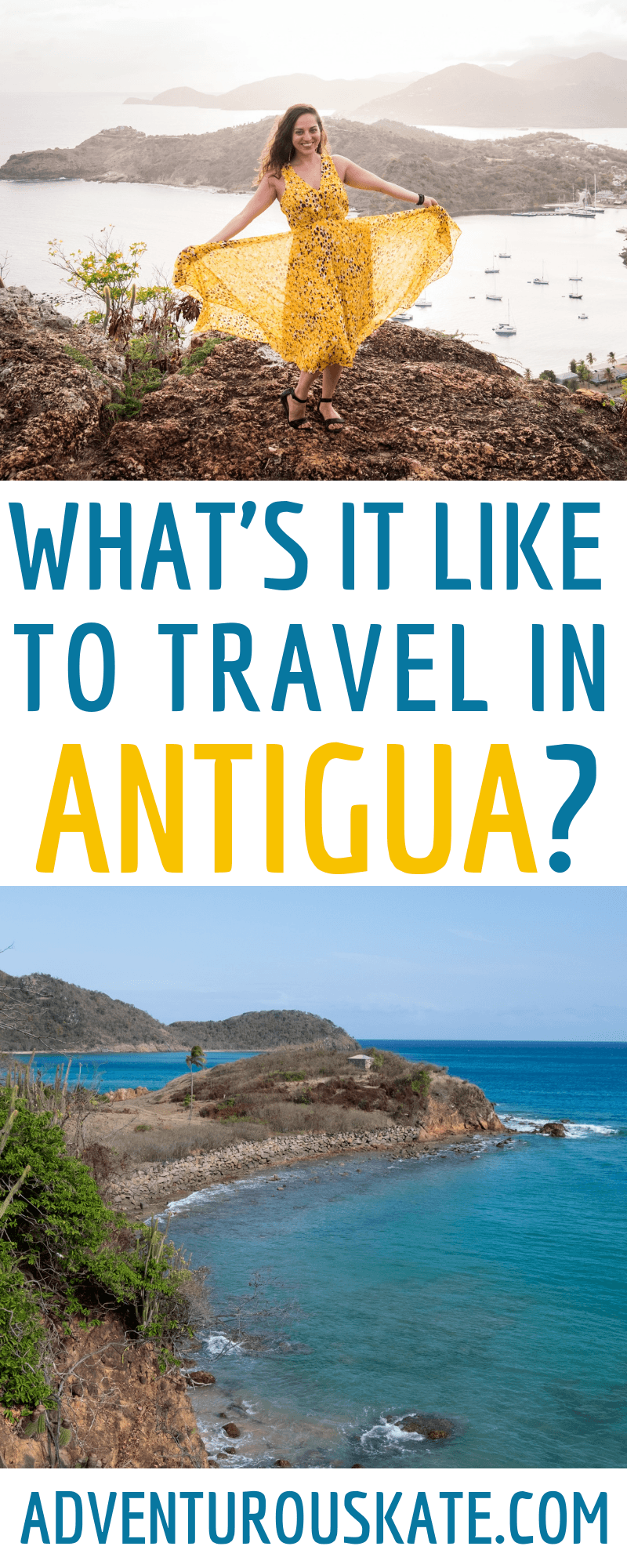 Pinterest graphic: What it's like to travel Antigua and Barbuda?