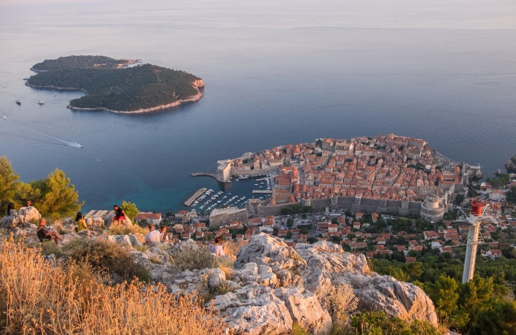 View from the Dubrovnik Cable Car over the Old City, ocean and islands