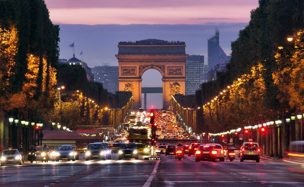 Cartier store on the Avenue des Champs Elysées in the evening, 8th