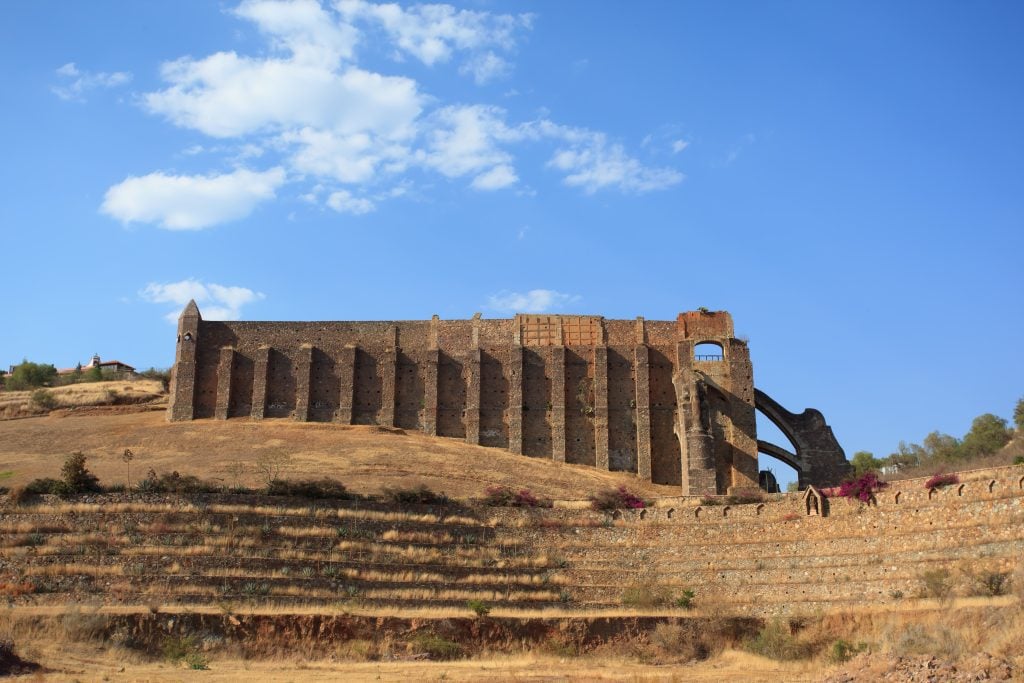 The stone columns of what used to be a mine outside Guanajuato.