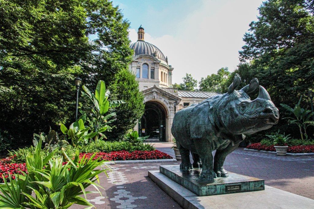 An elephant statue in front of the Bronx Zoo entrance