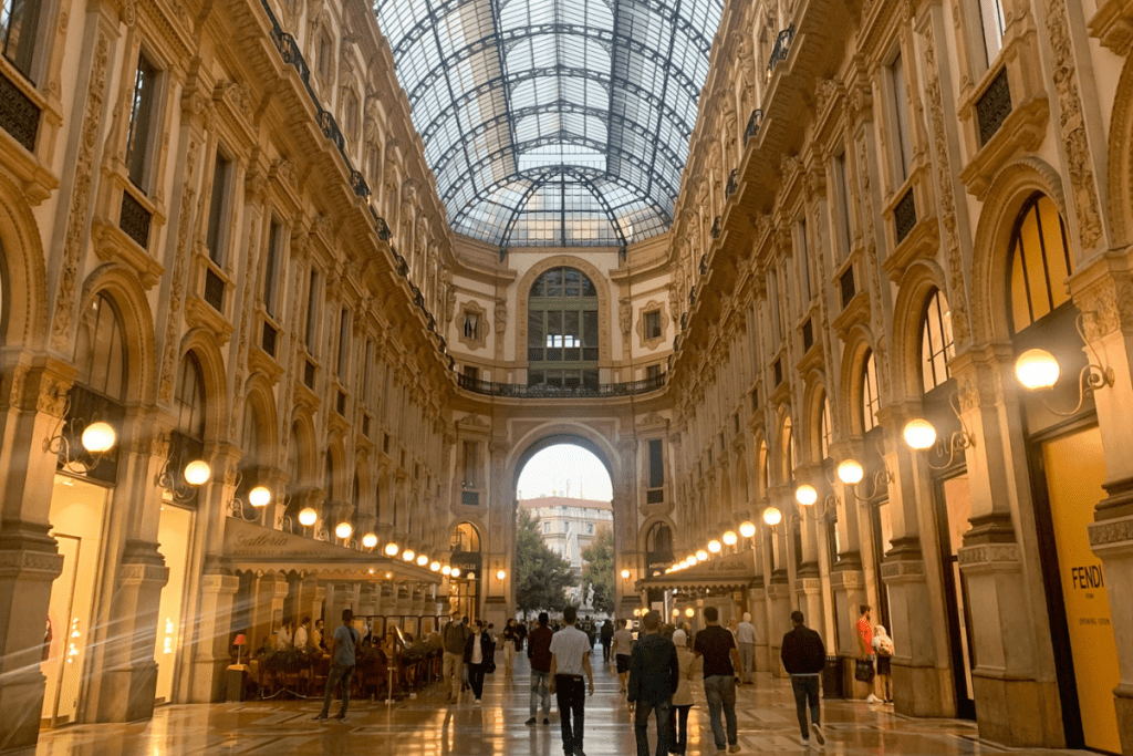 People wandering through the Galleria Vittorio Emanuele II