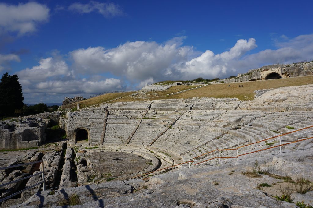 Greek theater at the Neapolis Archeological Site from the top