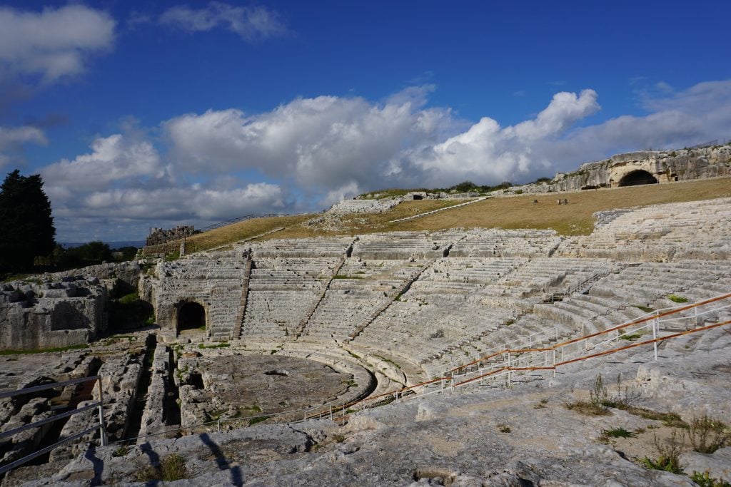 Greek theater at the Neapolis Archeological Site from the top