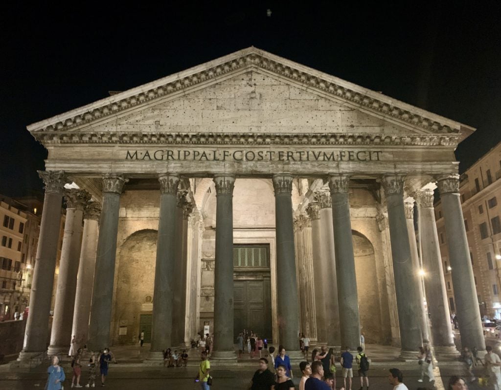 The Pantheon Italy Landmark lit up at night