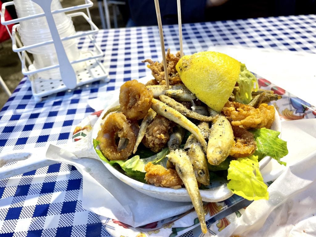 A plate of fried seafood in Sicily.