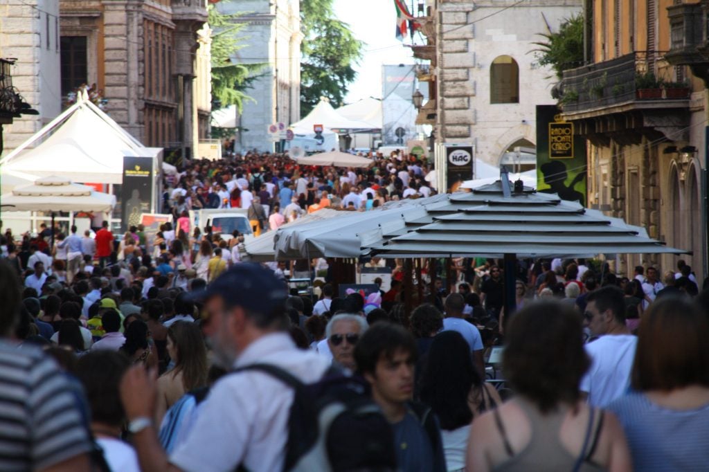 A crowded street in Perugia Italy