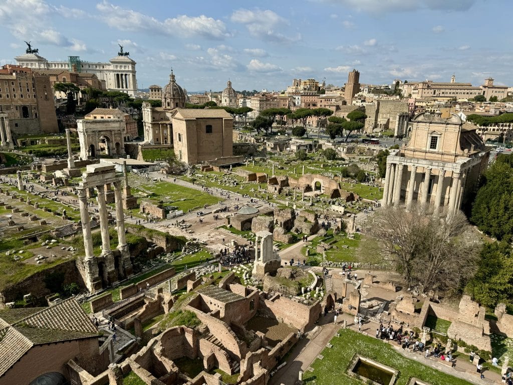 The Roman Forum, with acres of Roman ruins, in the middle of the city.